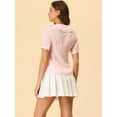 thumbnail image 4 of DARING DIVA Women's Peter Pan Collar Ruffled Trim Gingham Shirts Blouse S Pink, 4 of 6