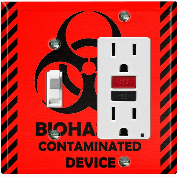 Metal Light Switch Plate Cover Red Contaminated Biohazard Sign SGN001