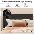 thumbnail image 5 of Miekor Furniture Queen Size Upholstered Bed Frame, Pu Leather Platform Bed with Wave-Like Curve Design and Trapezoidal-Shaped Leg, No Box Spring Needed, Black No.4999, 5 of 8