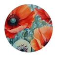 thumbnail image 2 of Awypu  Round Fitted Tablecloth Watercolor Floral Poppy Leaves Table Cloth with Elastic Edged Waterproof Wipeable Round Table Cover for Patio Parties Outdoor Decor White, 2 of 7