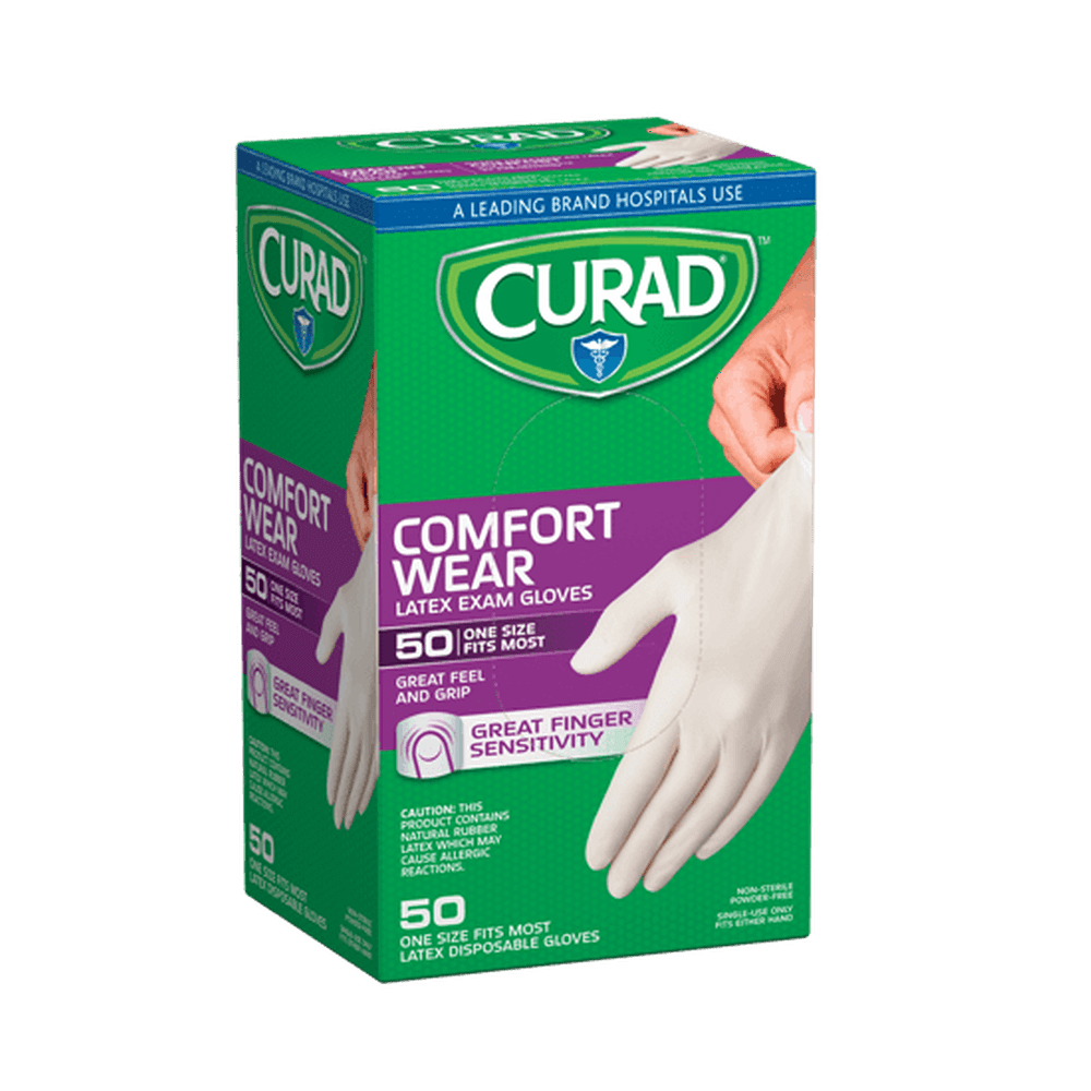 Curad PowderFree Latex Gloves, 50 Ct
