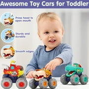 MOONTOY Toy Trucks for Toddlers 1-3 Boys, Toys Car for 1 Year Old Boy, Animal Monster Truck, Friction Powered Toy Cars Set Play Vehicle, 1 Year Old Boy Birthday Christmas Gifts