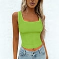 thumbnail image 2 of Ladies Tank Ribbed Square Neck Padded Crop Workout Basic Athletic Tank Top Ladies Tank Green 2Xl, 2 of 4