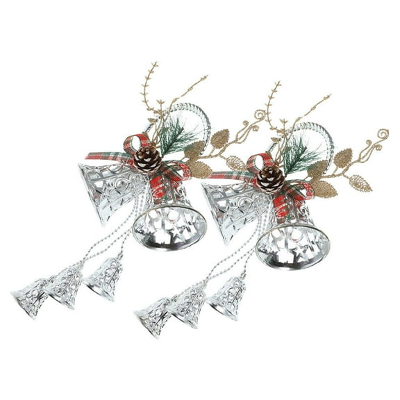 PAMINGONO Silver Metal Christmas Bell Pendant for Pet Collar Decorative Ornaments 2Pcs
