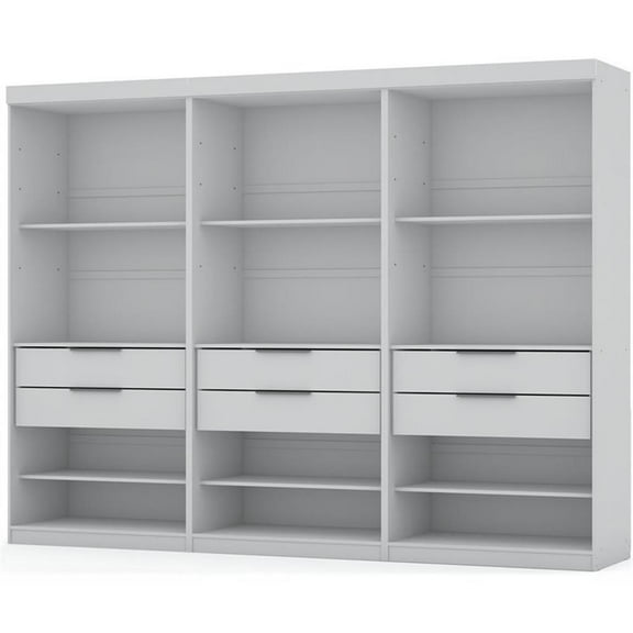 Manhattan Comfort Mulberry 3-Piece Wood Open Sectional Closet Set in White