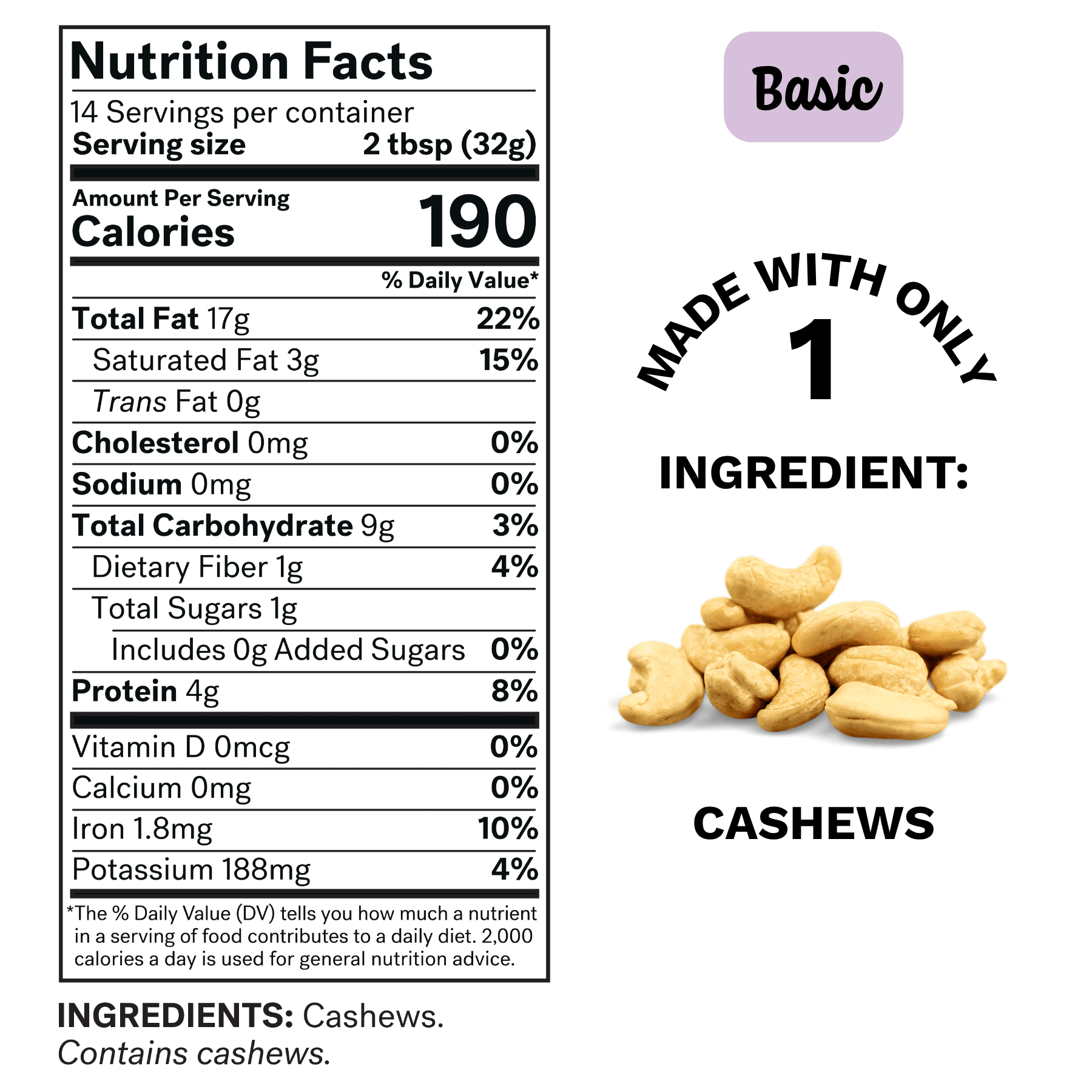 Cashew Butter, Creamy, All-Natural, Vegan, Gluten-Free, No Added Sugar, 16 oz (Pack of 3)