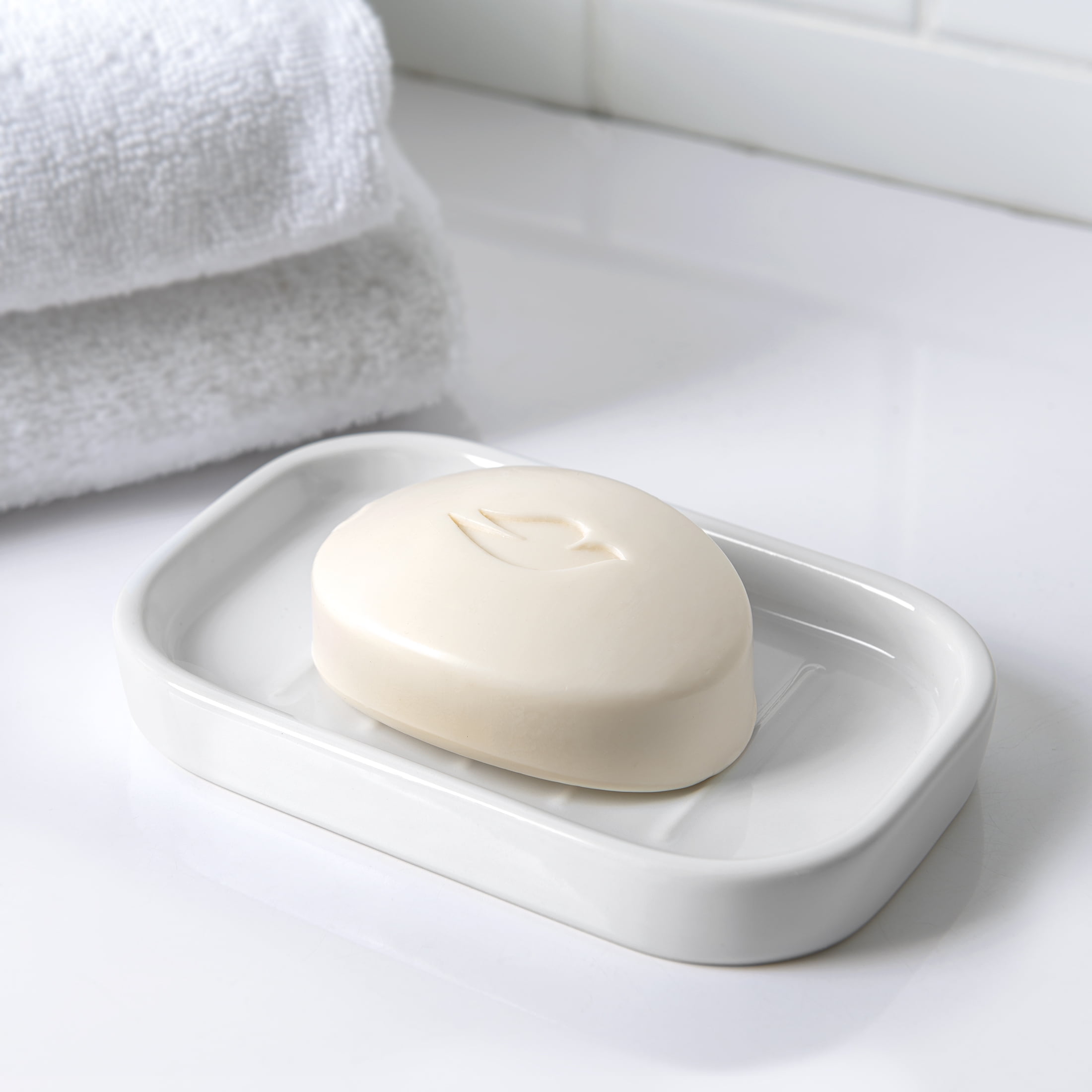Mainstays Basic Rectangular Ceramic Soap Dish White