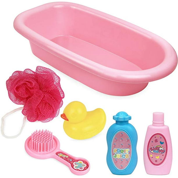 Click N' Play 6 Piece Baby Bathtub Doll Pretend Play Set ...