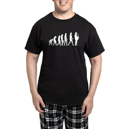 CafePress - Evolution Saxophone Men's Dark Pajamas - Men's Dark Loose Fit Cotton Pajama Set