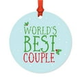 thumbnail image 1 of Metal Christmas Ornament, World's Best Couple, Holiday Mistletoe, Includes Ribbon and Gift Bag, 1 of 2