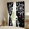 thumbnail image 3 of Manfei Cartoon Skeleton Child Black Out Curtains, Black White Halloween Curtains Pack of 2 (42x63 Each), Spider Web Bat Bedroom Curtains, Living Room Curtains Decor, 3 of 6