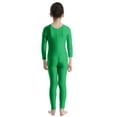 thumbnail image 3 of Sxiwei Kids Girls Long Sleeve Full Body Ballet Dance Gymnastic Leotard Unitard Sports Yoga Bodysuit Green 7-8, 3 of 7