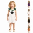 thumbnail image 2 of Unisex kids Corduroy Short Overalls, Pumpkin Felt Appliques Sleeveless Dungarees with Pockets, Comfort Baby Outfit for First Halloween Photoshoots and Pumpkin Patch Visits for 1-7 Years, 2 of 9