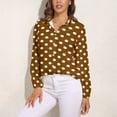 thumbnail image 3 of White And Brown Polka Dots Long Sleeve Blouse Woman Streetwear Casual Shirts Summer Oversize Woman Streetwear Clothing Birthday Present, 3 of 7