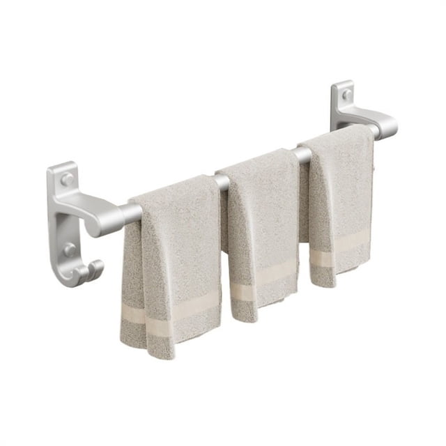 Toallero de baño con ganchos, perchero de aluminio for pared, sin necesidad de taladrar.