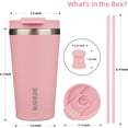 thumbnail image 2 of 18oz Tumbler With lid And Straw Stainless Steel Travel Coffee Mug Insulated Tumblers Cups,Light Pink, 2 of 4