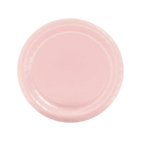 Fun Express Light Pink 8 7/8" Paper Plates, 24 Pieces Disposable Party Supplies for Any Occasion