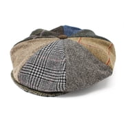 Hanna Hats Irish Tweed 100% Wool Cap for Men Donegal 8 Piece Patchwork Flat Hat Made in Ireland