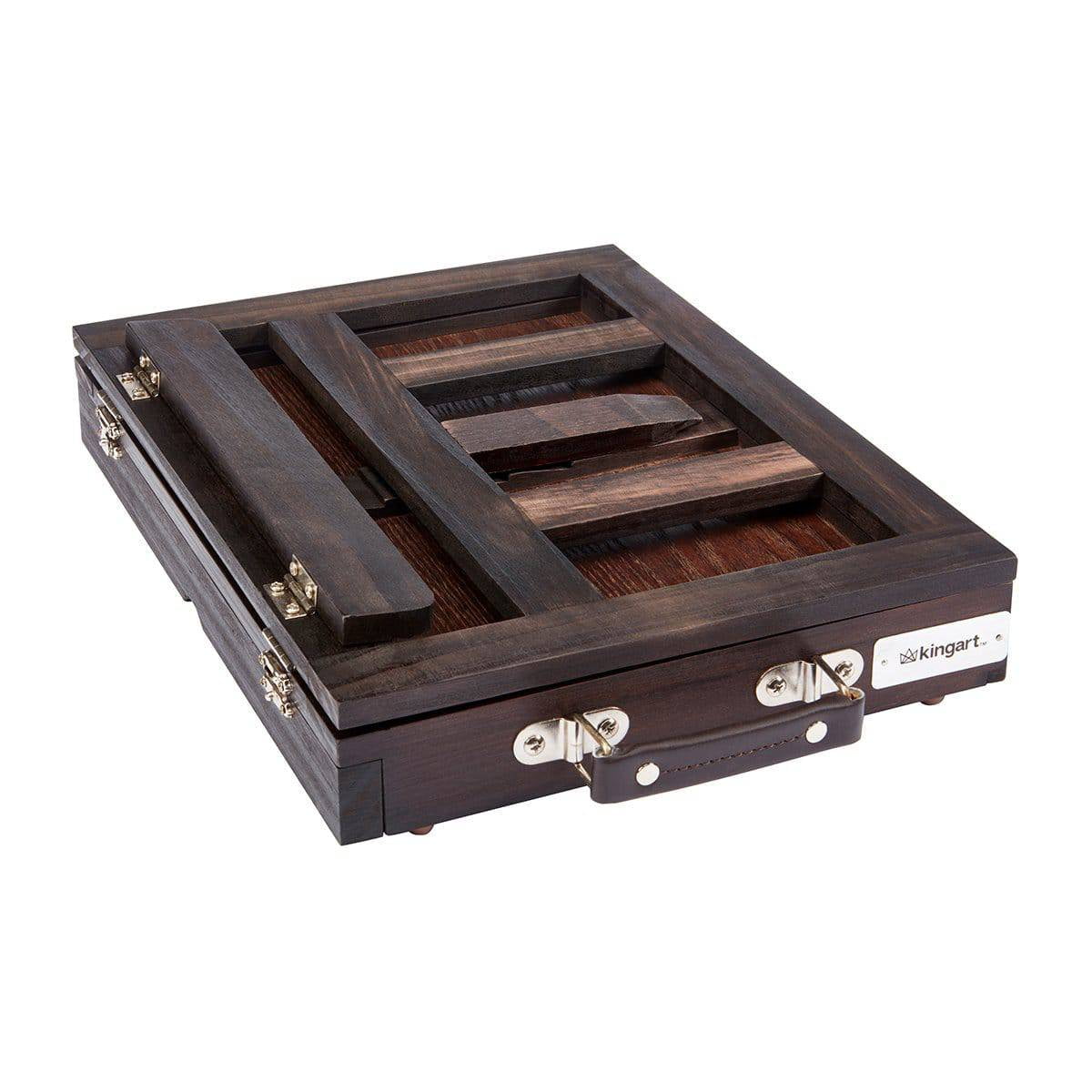 KINGART Studio Wooden Tabletop Easel, Adjustable with Storage Drawer & Wood Palette, Espresso Finish