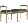 thumbnail image 7 of SAFAVIEH Raiden Velvet Rustic Oak Tufted Bench, Grey/Rustic Oak, 7 of 7