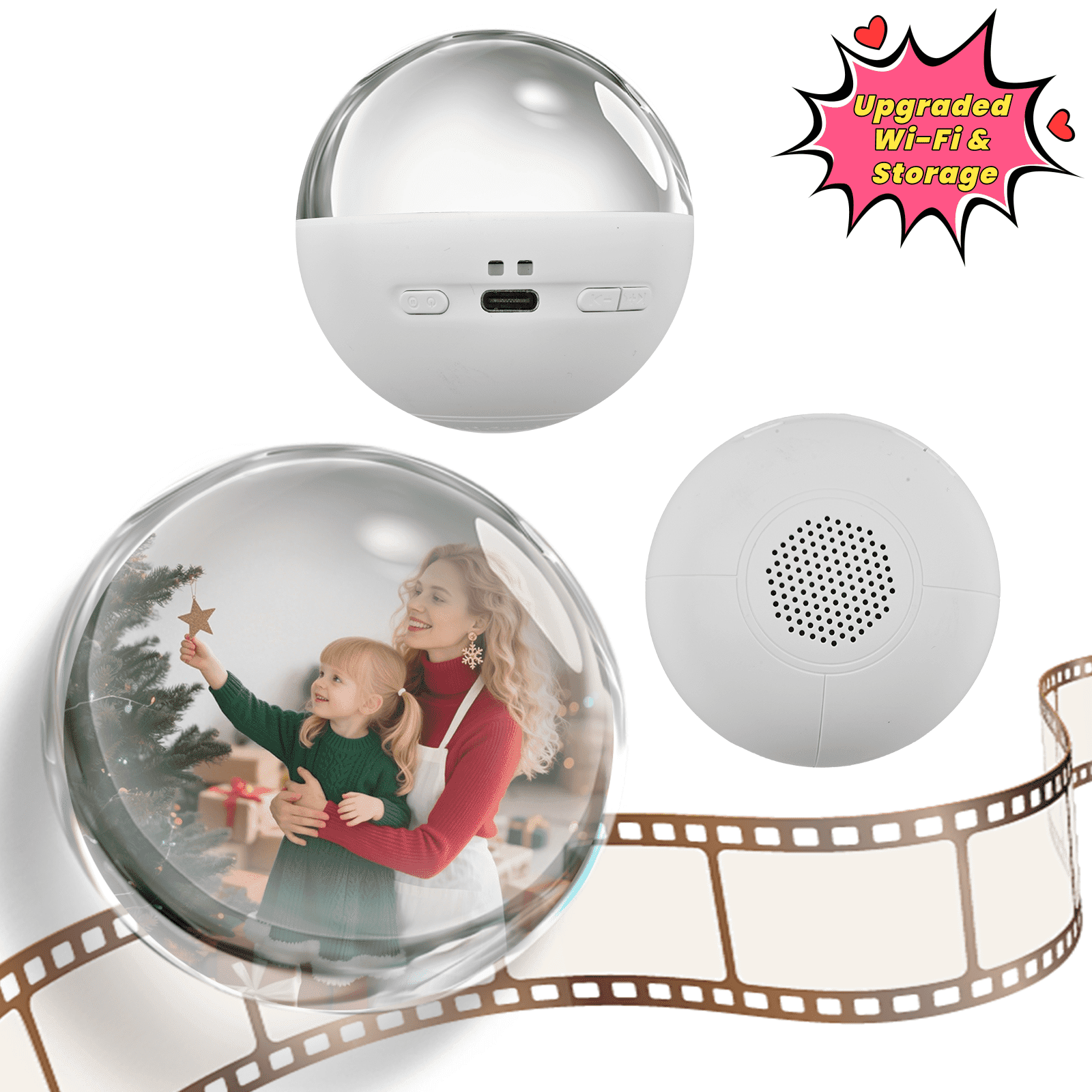 Demine Upgraded Wi-Fi Memory Orb Ball - 2.7" High-Capacity Crystal Ball Video Player, 2026 New Core Memory Sphere Ball Ornament, Uploadable Videos & Photos, DIY Gift for Anniversary, Birthday