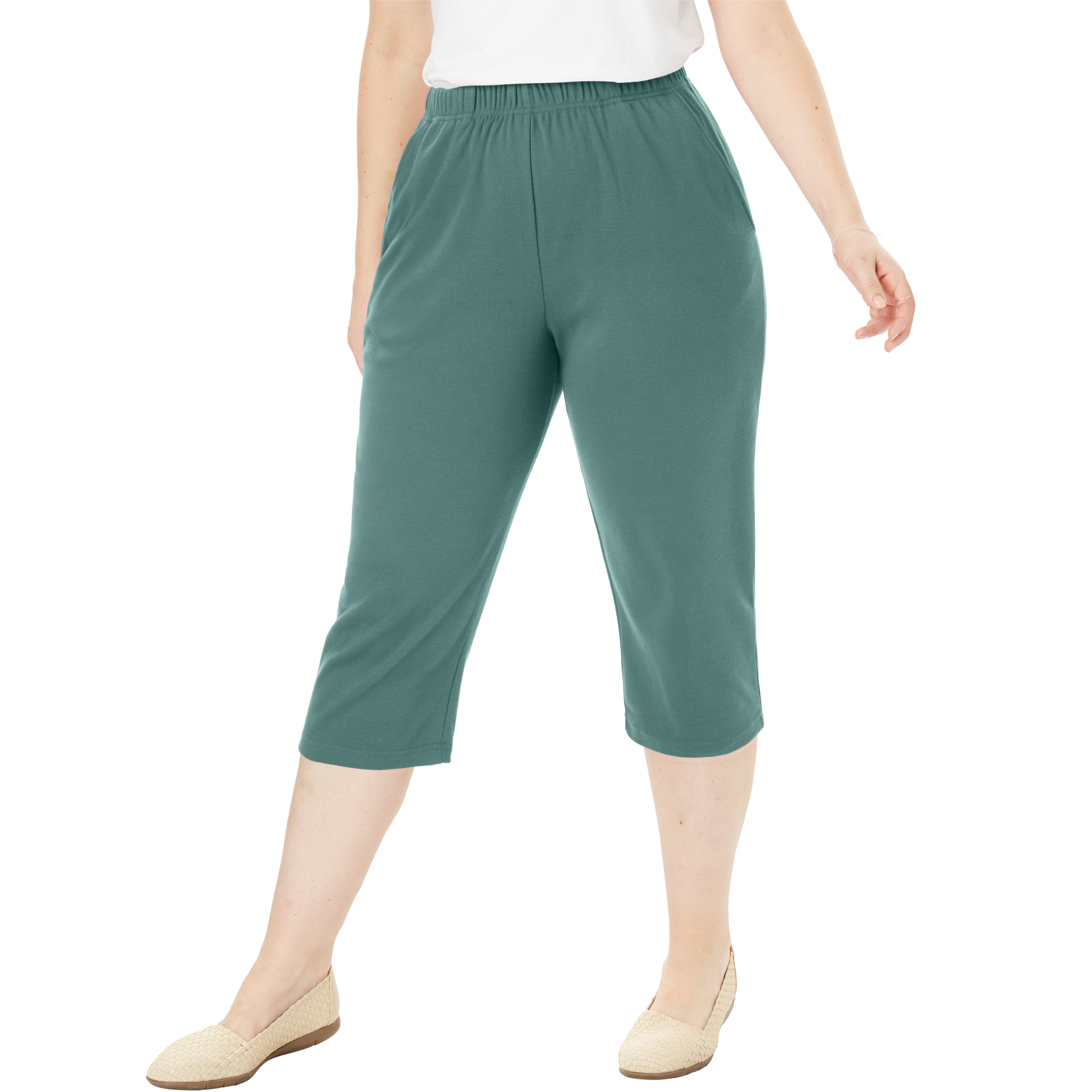 Woman Within - Woman Within Plus Size 7-day Knit Capri Pants - Walmart ...