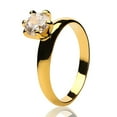 thumbnail image 2 of Yellow Gold Solitaire Ring - White CZ Ring - Solitaire Wedding Ring - Ladies Solitaire Ring, 7.5, 2 of 3