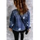 thumbnail image 3 of ABPHQTO Chaqueta vaquera con estampado gráfico navideño de retazos a cuadros blancos para mujer, 3 of 5
