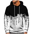 thumbnail image 2 of Men's Loose Fit Hoodie with Watercolor Print, Casual Long Sleeve Pullover Sweatshirt, Soft Brushed Fleece for Streetwear, Winter Comfort, Christmas Holiday Season,Black,L, 2 of 6