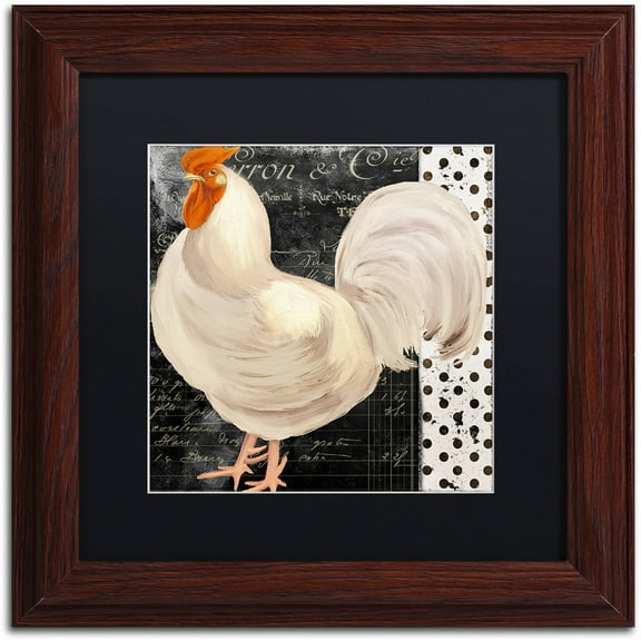 Trademark Fine Art "White Rooster Caf? II" Canvas Art by Color Bakery Black Matte, Wood Frame
