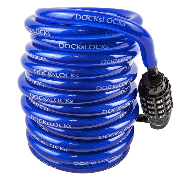 Cable de seguridad DocksLocks, resistente a la intemperie, enrollado, 3 m
