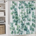 thumbnail image 5 of Bathroom Mat Set, Eucalyptus Leaves Pattern Printed on Bathroom Rugs and Shower Curtain Sets, Great for Master Bath Beach House Modern Home, 72 x 72 inches, 5 of 8
