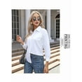 thumbnail image 4 of Button Down Shirts for Women Cotton Dress Shirts Collared Long Sleeve Wrinkle Free Blouse Tops White L, 4 of 8