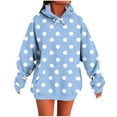 thumbnail image 3 of VEKDONE Oversized Hoodies for Women Polka Dot Print Long Sleeve Hooded Sweatshirts Loose Fit Drawstring Pullover Sweatshirt Y2k Tops with Kangaroo Pockets, 3 of 6