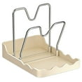 thumbnail image 5 of White Double-Layer Pot Lid & Utensil Holder with Drip Tray – Heavy-Duty Carbon Steel Kitchen Rack, Space-Saving Organizer, Perfect White Elephant Gifts for Adults & Women, 5 of 7