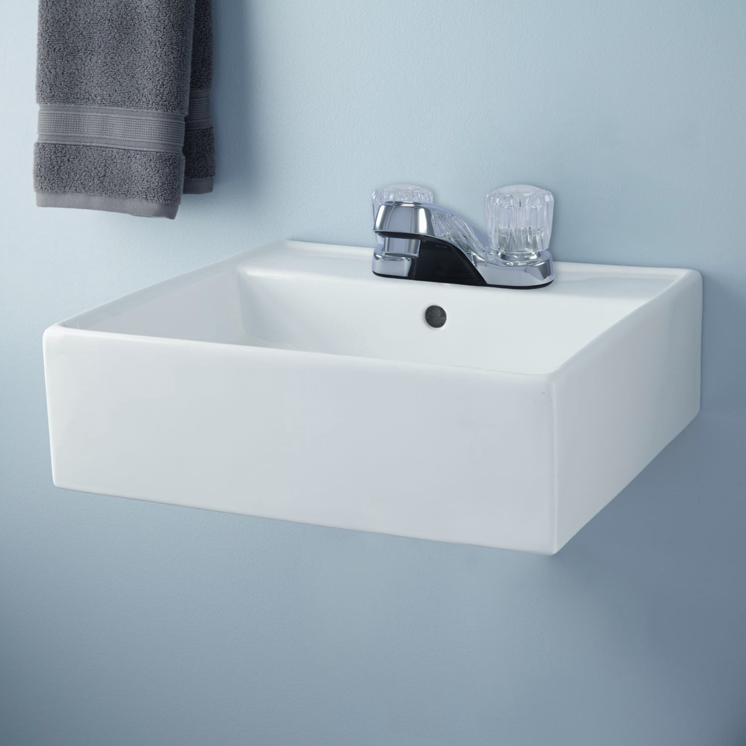 WMF-4224EUZ-CP - Hybrid Metal Deck Lavatory Bathroom Sink Faucet with Washerless Cart. Acrylic Double Handle