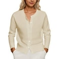 thumbnail image 2 of Lightweight Cardigan Sweaters for Women 2025 Long Sleeve Crewneck Button Down Cropped Knit Sweater Cardigans Outerwear, 2 of 8
