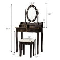 thumbnail image 3 of Vanity Table Set Detachable Makeup Table Dressing Desk with Mirror & Cushioned Stool Brown, 3 of 5
