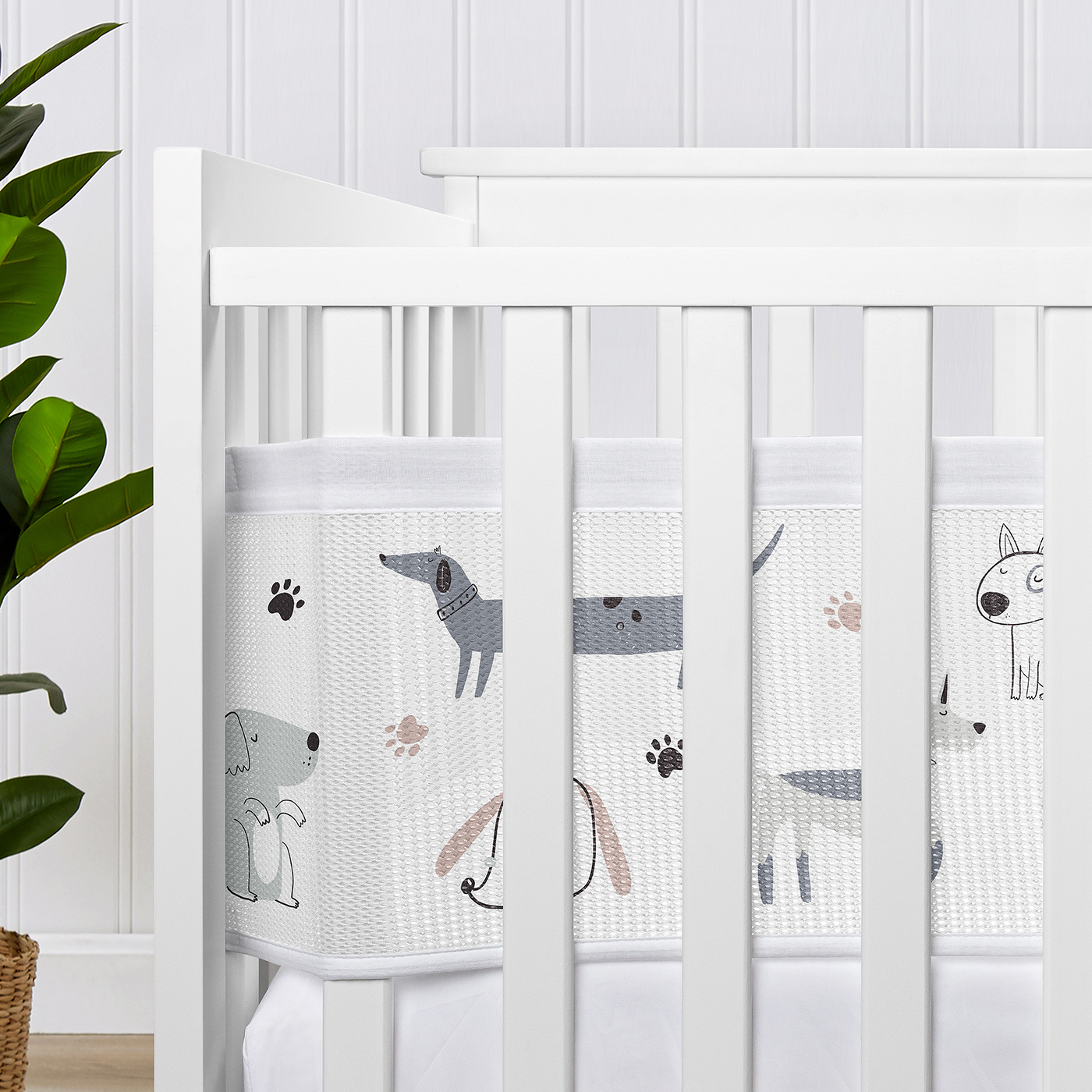 Sweet Jojo Designs + BreathableBaby Cartoon Puppy Boy, Girl, Unisex/Gender Neutral Breathable Mesh Crib Liner