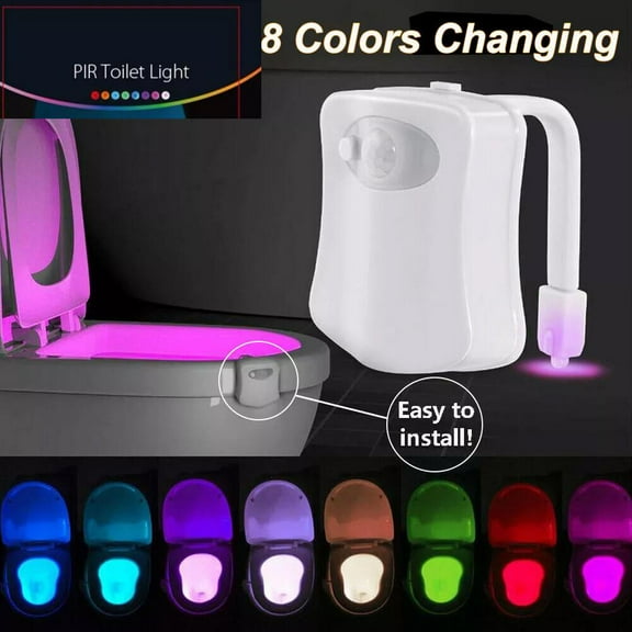 SSKFHGI 8 Colors Changing LED Toilet Bathroom Night Light Motion Activated Seat Senso