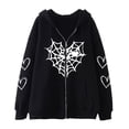 thumbnail image 5 of Sweatshirt Hoodies for Women Winter Fall Heart Print Gothic Style Long Sleeve Hoodlies Zipper Thermal With Pocket Coat Sweatshirts Tops, 5 of 7