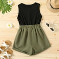 thumbnail image 3 of PatPat Kid Girl Button Design Sleeveless Belted Splice Romper Jumpsuit Shorts,Sizes 4Y-12Y,One Piece, 3 of 6