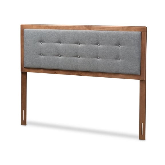 Baxton Studio Sarine Mid-Century Wood Tufted Queen Headboard in Dark Gray