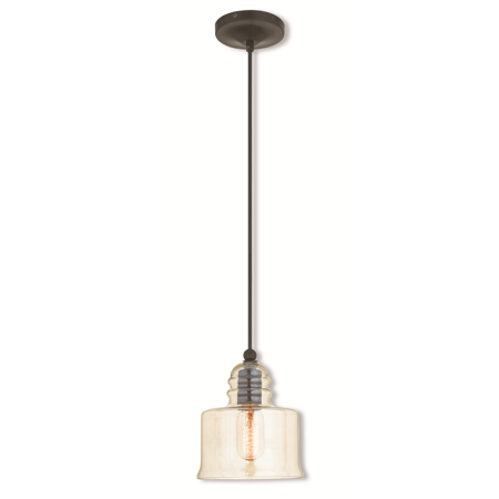 

English Bronze Tone Finish Mini Pendants Glass Material Medium Base 10 Long 1 Light Fixture