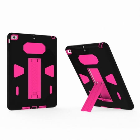 Outter Box Defender For Tablet iPad Air 1 9.7-inch Tablet Case, Allytech Absorption Three Layer Armor Defender Shockproof Cover Hybrid Full Body Protective Case for iPad Air 1st Generation Tablet (NOT for Air 2), Black/ RoseRed ()