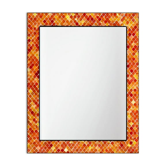 DecorShore Rectangular Mosaic Wall Mirror - 24 x 30 Inch - Decorative Wall Mirror for Living Room and Bathroom - Burnt Orange Mosaic Mirror - Stylish Mosaic Decorative Mirror