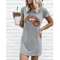 thumbnail image 1 of Hot Product Lady Leopard Lips Print Fashion Short Sleeve Round Neck Summer Dress, 1 of 1