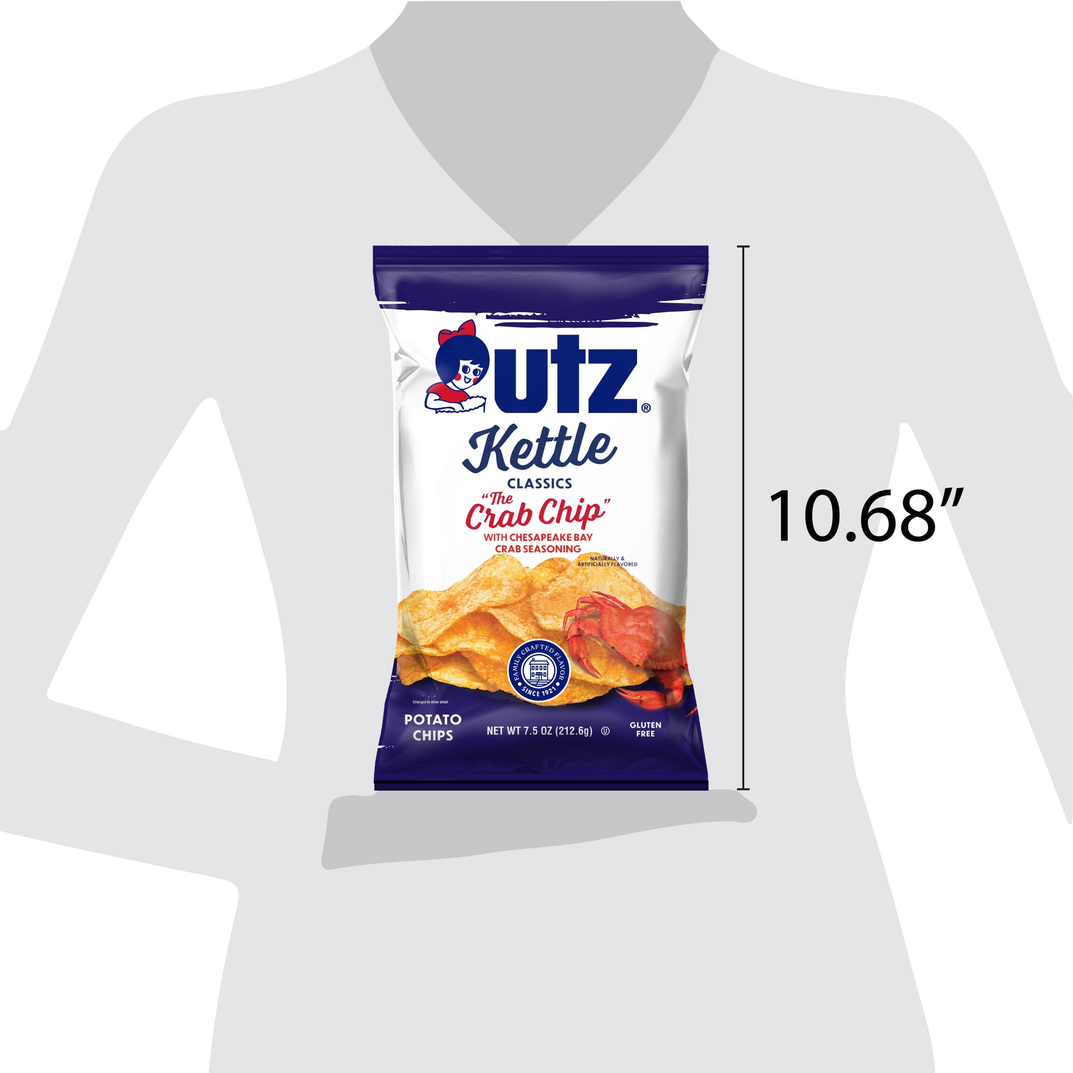 Utz Kettle Classics The Crab Chip Potato Chips, Gluten-Free, 7.5 oz Bag