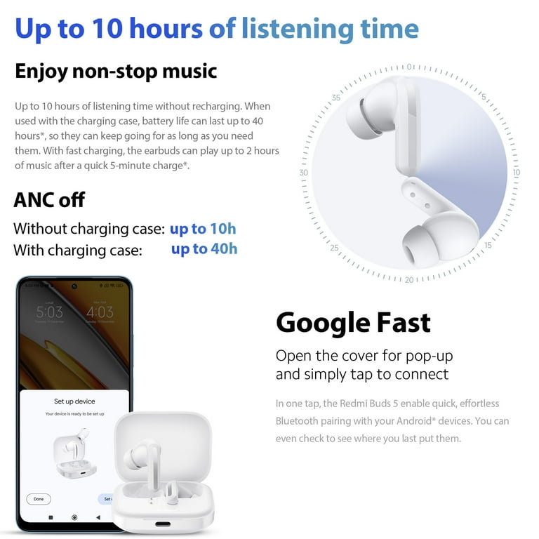 Xiaomi Redmi Buds 5 Wireless Earbuds - 46dB Active Noise Xiaomi Redmi Buds 5 Wireless Earbuds - 46dB Active Noise