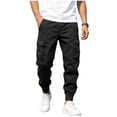 thumbnail image 2 of Maqroz Plus Size Cargo Pants for Men Athletic Elastic Waist Joggers Solid Color Casual Baggy Trousers Loose Lightweight Work Dailywear Fashion Summer Streetwear with Multi Pockets, 2 of 9